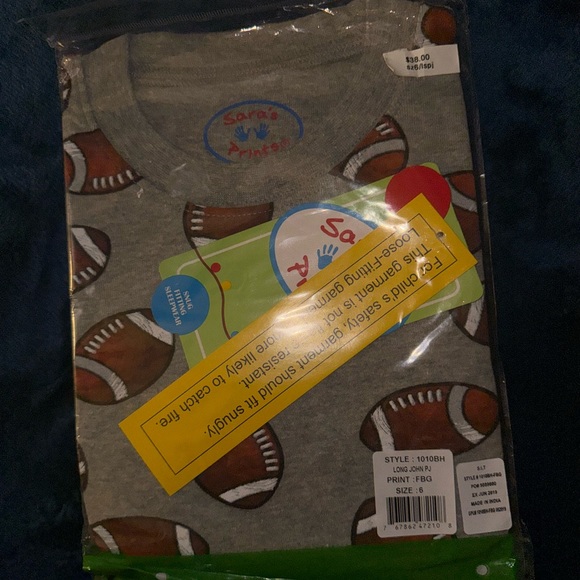 sara’s prints NWT football toddler kids boy pajamas summer unisex organic 🏈 - Picture 4 of 5